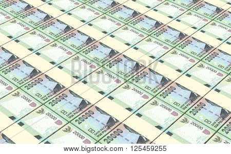 Indonesian rupiah bills stacks background. 3D illustration.