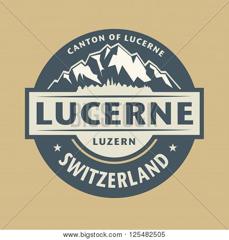 Abstract stamp or emblem with the name of town Lucerne in Switzerland, vector illustration