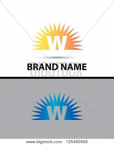 Abstract sunrise icon based on the letter W logo