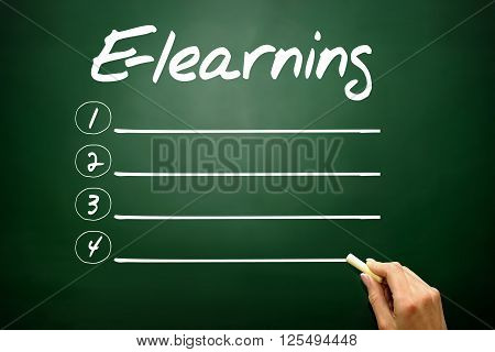 Hand drawn E-learning blank list business concept