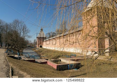 Kremlin wall in Smolensk Russia remains of the city moat-4.