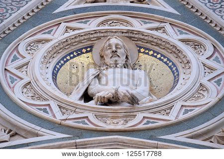 FLORENCE, ITALY - JUNE 05: Christ Bound, Portal of Cattedrale di Santa Maria del Fiore (Cathedral of Saint Mary of the Flower), Florence, Italy on June 05, 2015