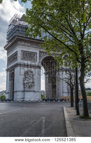 Paris France 20 April 2014 The Arc de Triomphe is one of the most famous monuments in Paris