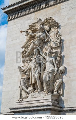 Paris France 20 April 2014 The Arc de Triomphe is one of the most famous monuments in Paris
