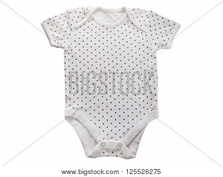 Baby polka dot onesie isolated on white background
