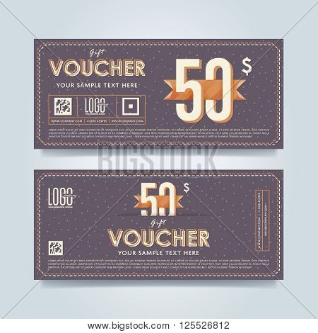 Voucher design. Discount coupon. Special offer voucher. Layout voucher. Voucher background. Sale voucher coupon. Voucher. Gift voucher template. Discount voucher. Gift certificate. Sides of gift voucher. Gift coupon template. Vector voucher template.