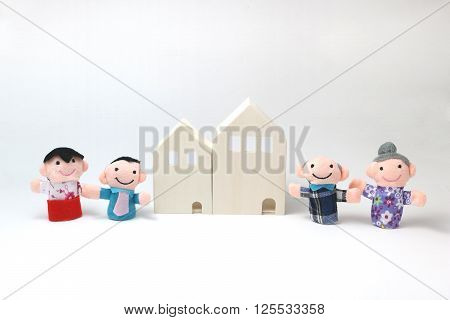 Housing for two generations.
There are dolls of two generation familys around the house.