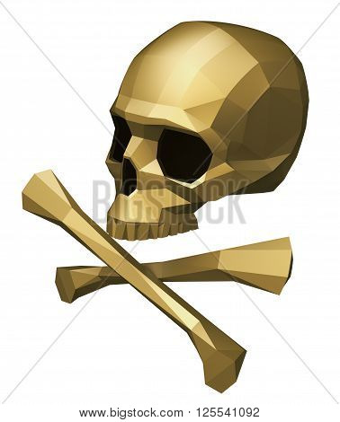 Faceted Jolly Roger Isolated On White Background 3D illustration