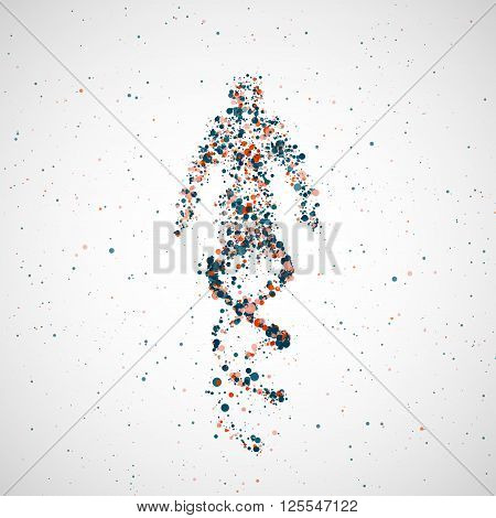 Futuristic model of man dna, abstract molecule cell illustration