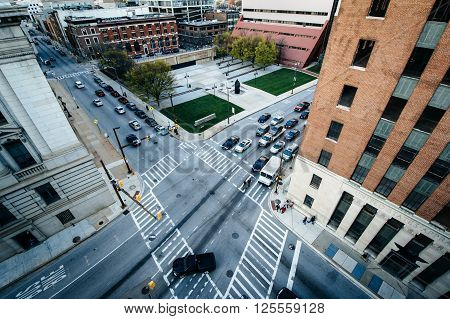 View Of The Intersection Of Gay And Lombard Streets, And The Holocaust Memorial Park, In Downtown Ba