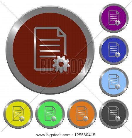 Set of color glossy coin-like document setup buttons.