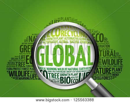Global Word Cloud With Magnifying Glass