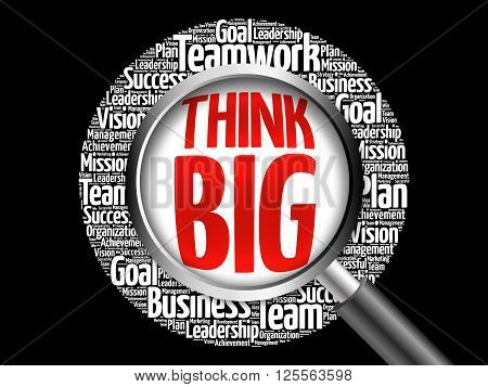 Think Big Word Cloud With Magnifying Glass