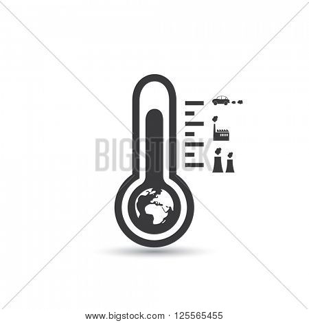 Global Warming, Ecological Problems - Thermometer Icon Design Concept