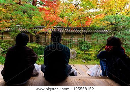 Eikando Temple, People Enjoy Autumn Foliage, Kyoto