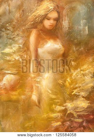 lovely woman handmade oil painting on canvas