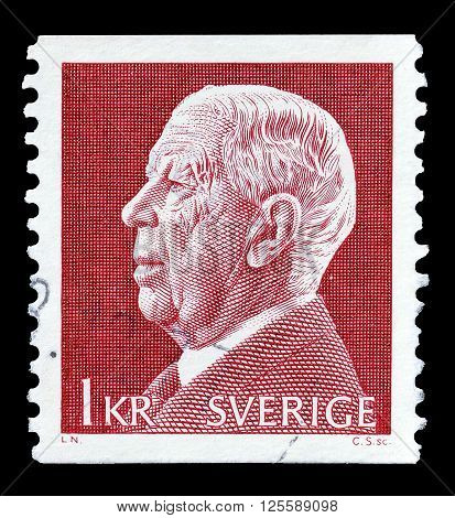 SWEDEN - CIRCA 1972 : Cancelled postage stamp printed by Sweden, that shows king Adolf Gustaf.