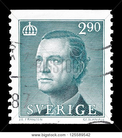SWEDEN - CIRCA 1983 : Cancelled postage stamp printed by Sweden, that shows king Carl Gustaf.