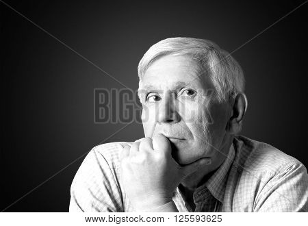 Seniors portrait of sad old caucasian man