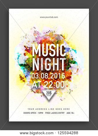 Musical Night Party Template, Dance Party Flyer, Banner or Club Invitation with colorful abstract design.