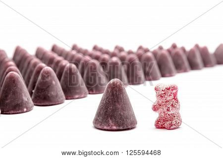 This pyramidal cuberdons with an acid in bear close up