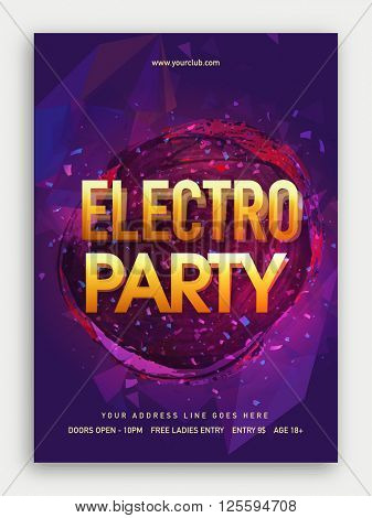 Electro Musical Party Template, Dance Party Flyer, Night Party Banner or Club Invitation design.