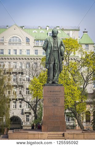 Kyiv, Ukraine - April 10, 2016: Monument to the famous ukrainian poet Taras Shevchenko in Kyiv Ukraine (Sculptor Matvey Manizer)