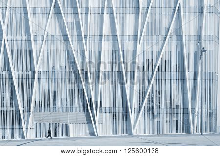 BARCELONA - MARCH 9 2016: The facade of the Telefonica Building March 9 2016 Barcelona, Spain