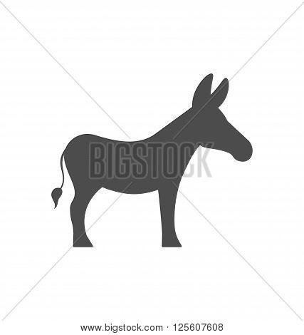 Illustration Donkey Silhouette Isolated on White Background - Vector