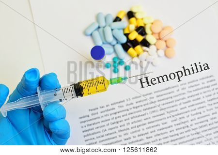 Syringe with drugs for hemophilia disease treatment