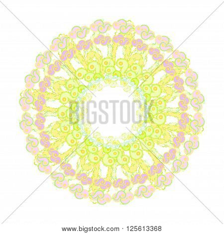 circular pattern yellow green pink purple on a white background. vector illustration
