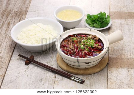 shui zhu, sliced beef in hot chili oil, chinese sichuan cuisine