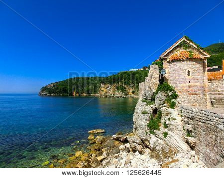 Ancient  old fortress standing in Budva, Montenegro