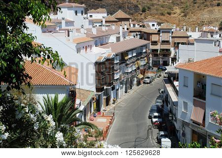 TORROX, SPAIN - JULY 1, 2008 - View along a town shopping street Torrox Malaga Province Andalucia Spain Western Europe, July 1, 2008.