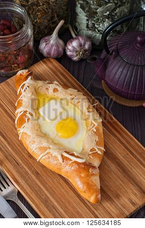 Acharuli Khachapuri. Georgian Bread Cheese And Egg