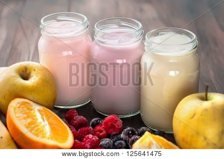 Healthy Yogurts With Mix Of Berries