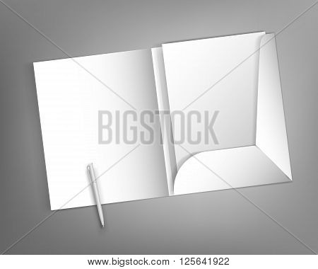 Collection of corporate identity presentation templates mock up with folder and pen blank letterhead. Ready for your design on gray background.