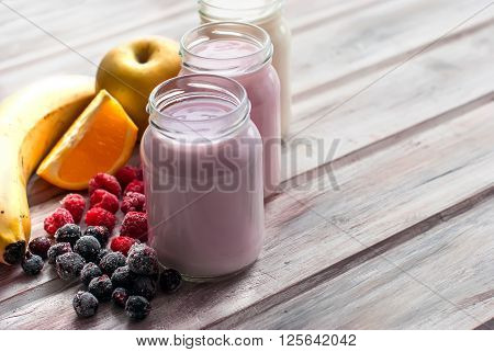 Healthy Yogurts With Mix Of Berries