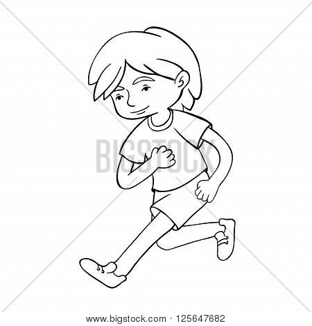 Run boy contour vector illustration. Healthy lifestyle background.