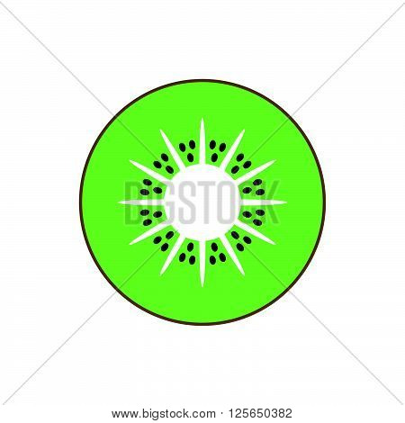 Kiwi isolated vector icon. Kiwi fruit isolated. Modern vector illustration. Icon flat lines. Fruit a sweet dessert. The emblem, symbol, icon, isolated pattern menu.