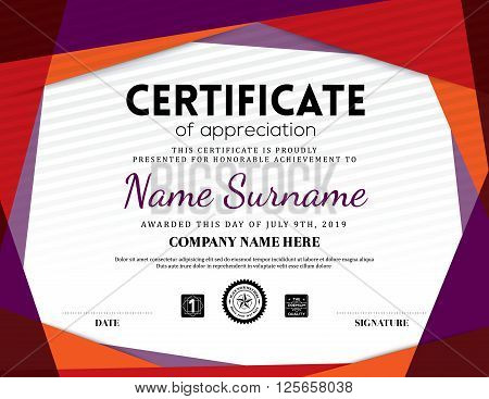 Modern certificate triangle background frame design template
