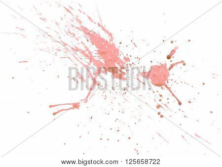 Vector watercolor background. Hand drawn stain in coral pink color. Watercolor wash for cute design.