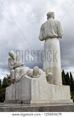 Sochi, Russia - February 8, 2016:  Monument Feat in the name of life. Erected in honor of military and civilian doctors, nurses and Sochi residents who saved the life of the wounded during the Great Patriotic War
