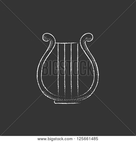 Lyre. Drawn in chalk icon.