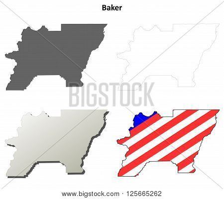 Baker County, Oregon blank outline map set