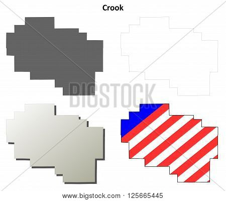 Crook County, Oregon blank outline map set