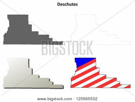 Deschutes County, Oregon blank outline map set