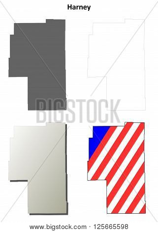 Harney County, Oregon blank outline map set