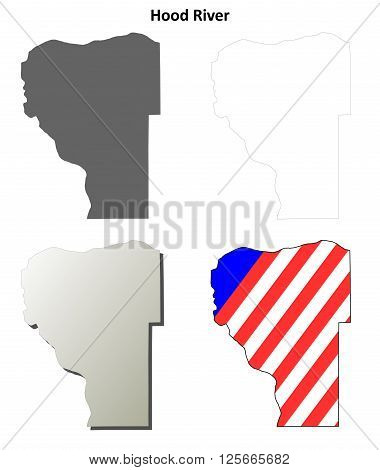 Hood River County, Oregon blank outline map set