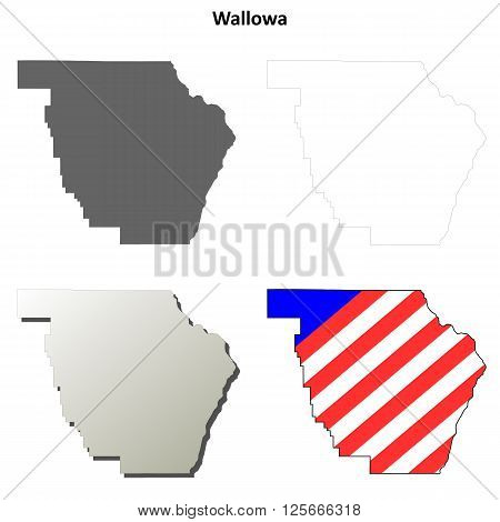 Wallowa County, Oregon blank outline map set